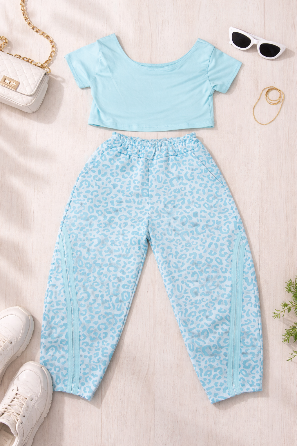 Top + Pantalone Balloon Azzurro Art 26113 Immagine principale del prodotto