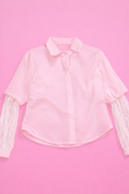 Camicia in raso manico in pizzo