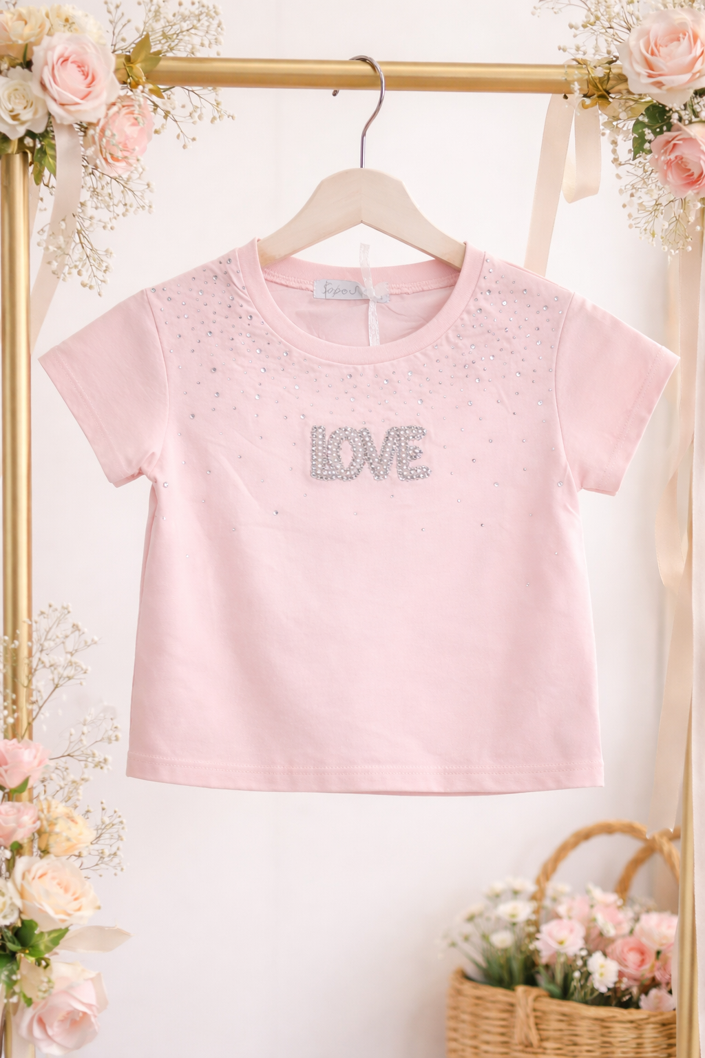 T-shirt Love Brillantini bimba