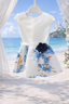 Abito Elegante Fiore Blu