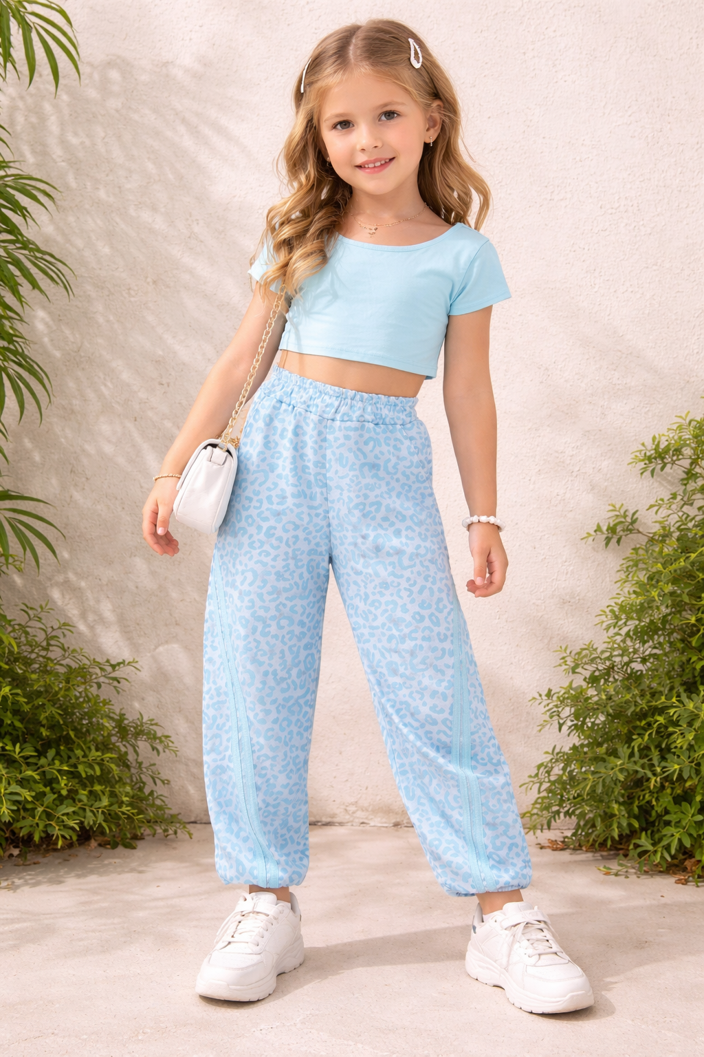 Top + Pantalone Balloon Azzurro Art 26113 Immagine secondaria del prodotto