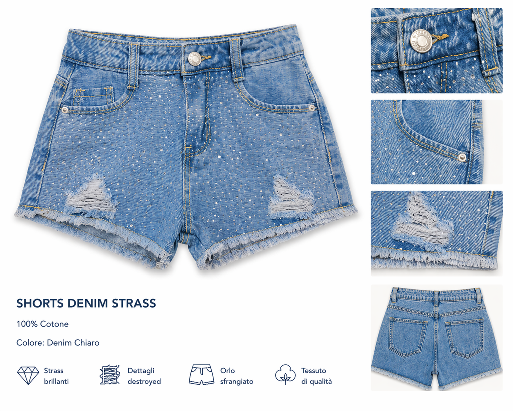 Shorts Denim Strass Art 1085
