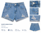 Shorts Denim Strass Art 1085