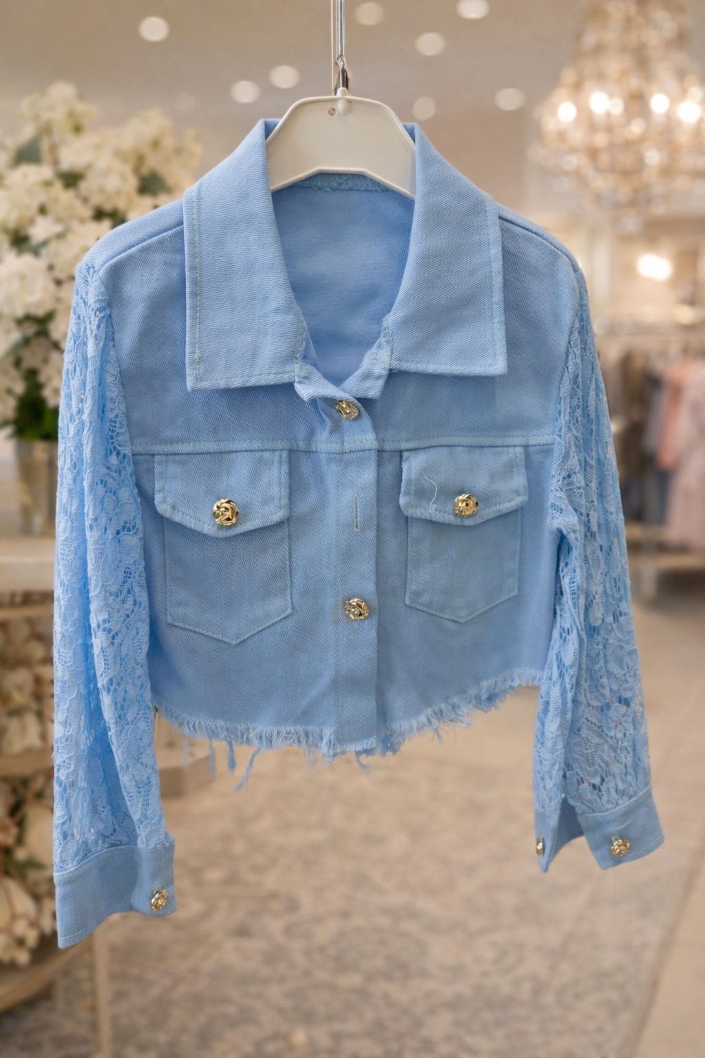 Giubbino jeans con manica in pizzo Immagine secondaria del prodotto