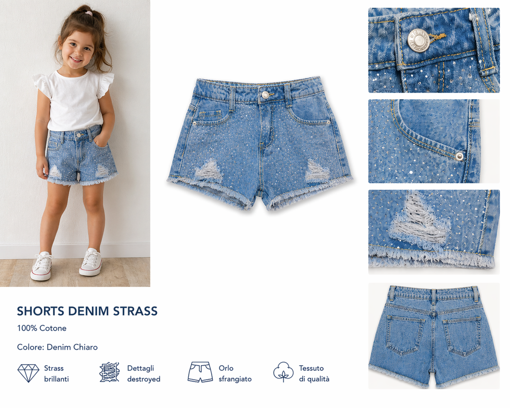 Shorts Denim Strass Art 1085